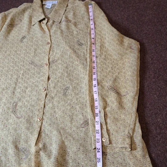 Maggie McNaughton Sheer Blouse Paisley Tan And Burgundy Size 2X - Picture 7 of 8